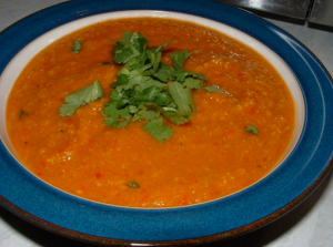 Vegetable red lentil soup